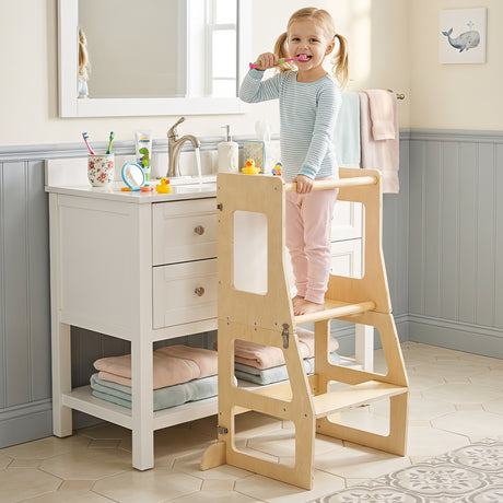 BABY JOY 3-in-1 Foldable Kitchen Standing Tower for Toddlers