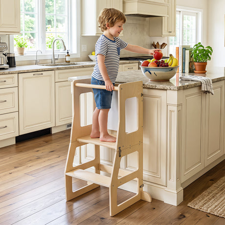 BABY JOY 3-in-1 Foldable Kitchen Standing Tower for Toddlers
