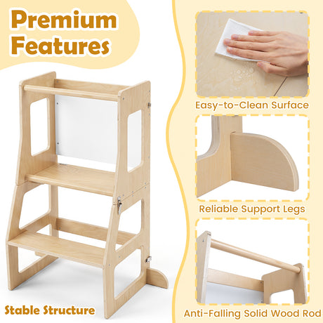BABY JOY 3-in-1 Foldable Kitchen Standing Tower for Toddlers