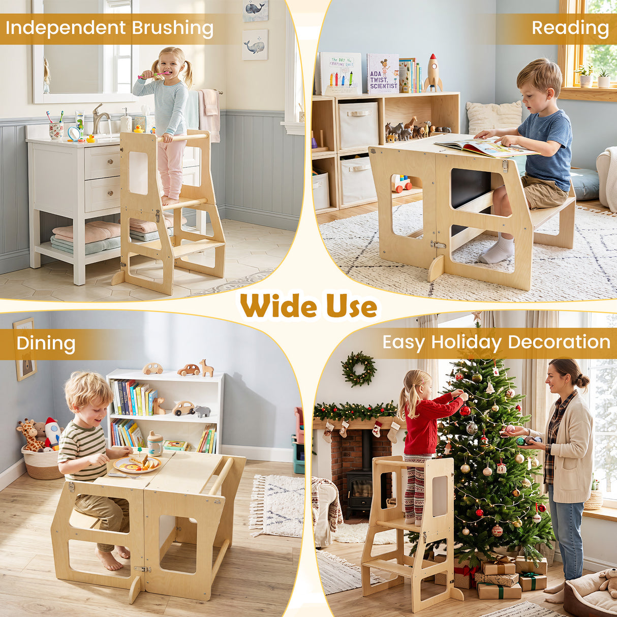 BABY JOY 3-in-1 Foldable Kitchen Standing Tower for Toddlers