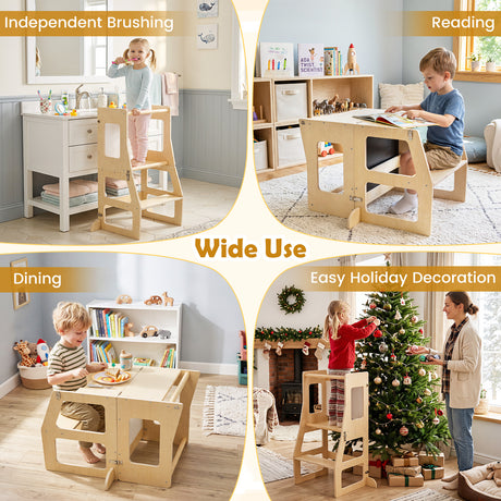 BABY JOY 3-in-1 Foldable Kitchen Standing Tower for Toddlers
