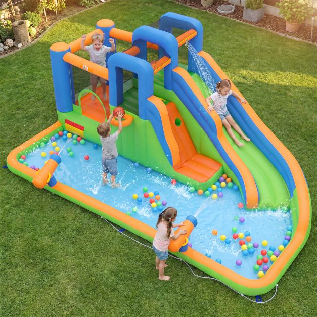 Inflatable Water Slide Park Kids Inflatable Bounce House with Slide Jumping Area without Blower