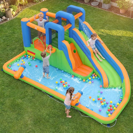 Inflatable Water Slide Park Kids Inflatable Bounce House with Slide Jumping Area without Blower