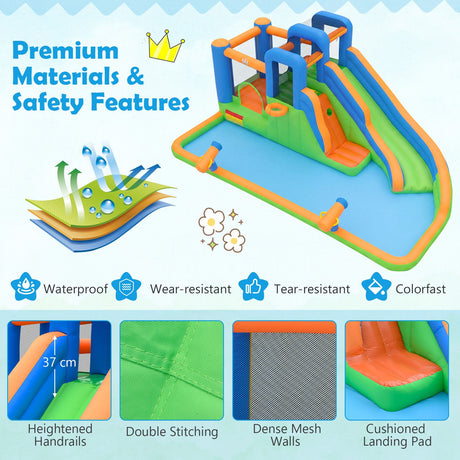 Inflatable Water Slide Park Kids Inflatable Bounce House with Slide Jumping Area without Blower