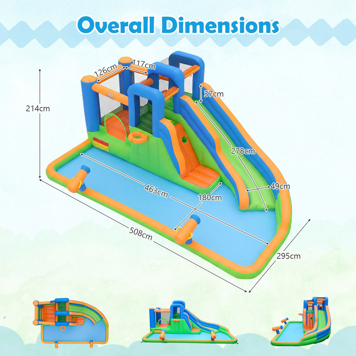 Inflatable Water Slide Park Kids Inflatable Bounce House with Slide Jumping Area without Blower