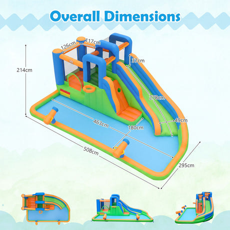 Inflatable Water Slide Park Kids Inflatable Bounce House with Slide Jumping Area without Blower
