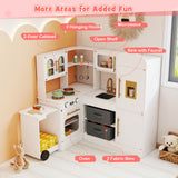 Interactive Wooden Playset with Retractable Countertop for Ages 3+