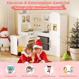 Interactive Wooden Playset with Retractable Countertop for Ages 3+