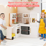 Interactive Wooden Playset with Retractable Countertop for Ages 3+
