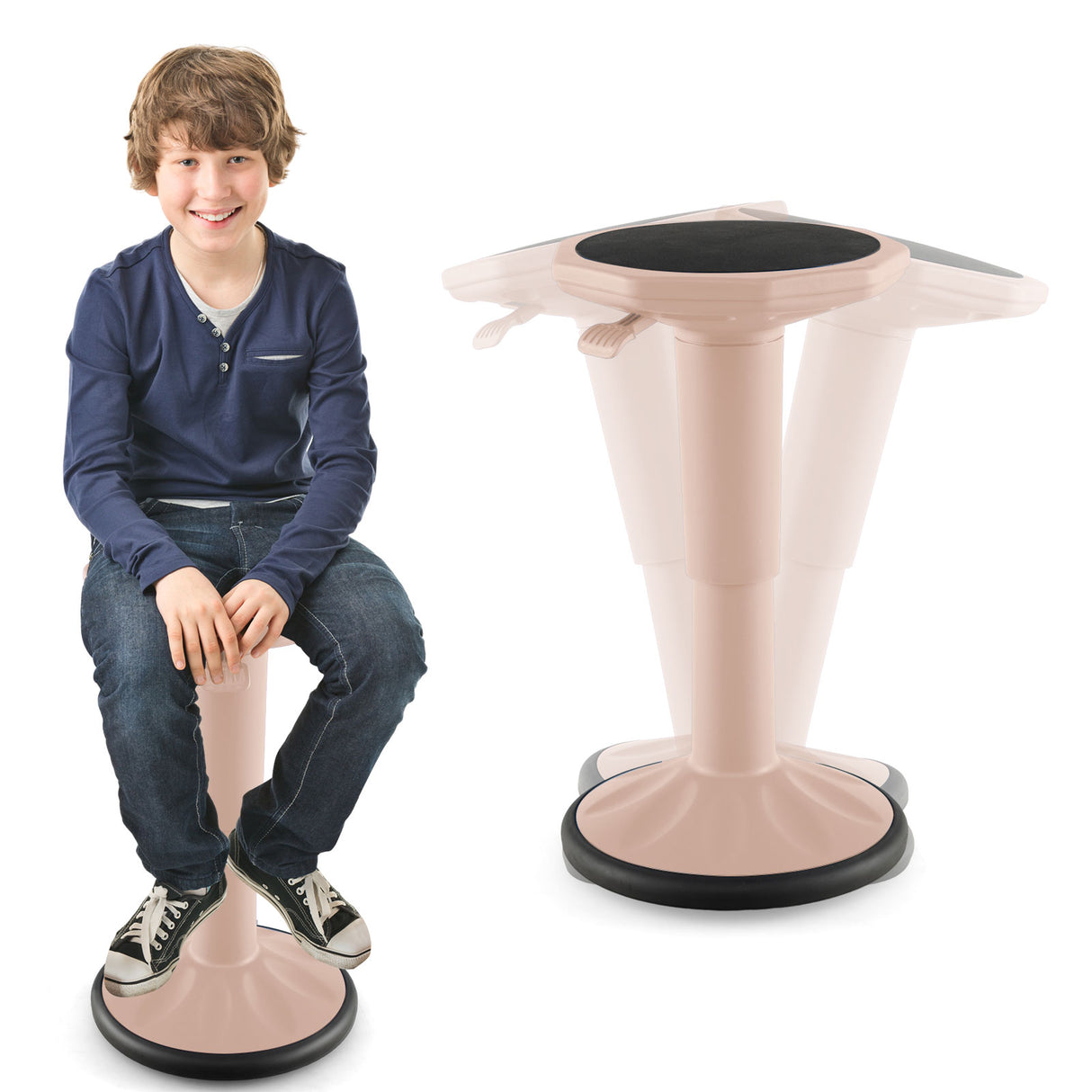 HONEY JOY Ergonomic Wobble Chair with Adjustable Height, Active Learning Stool Sitting Balance Chair for Office/Bar/Home
