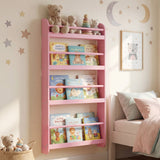 HONEY JOY Kids Bookshelf, 4-Tier Wall Mounted Bookshelf for Toys & Books