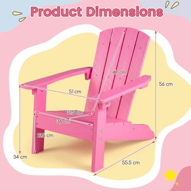 Kids Adirondack Chair for Ages 3-8 Children Boys Girls