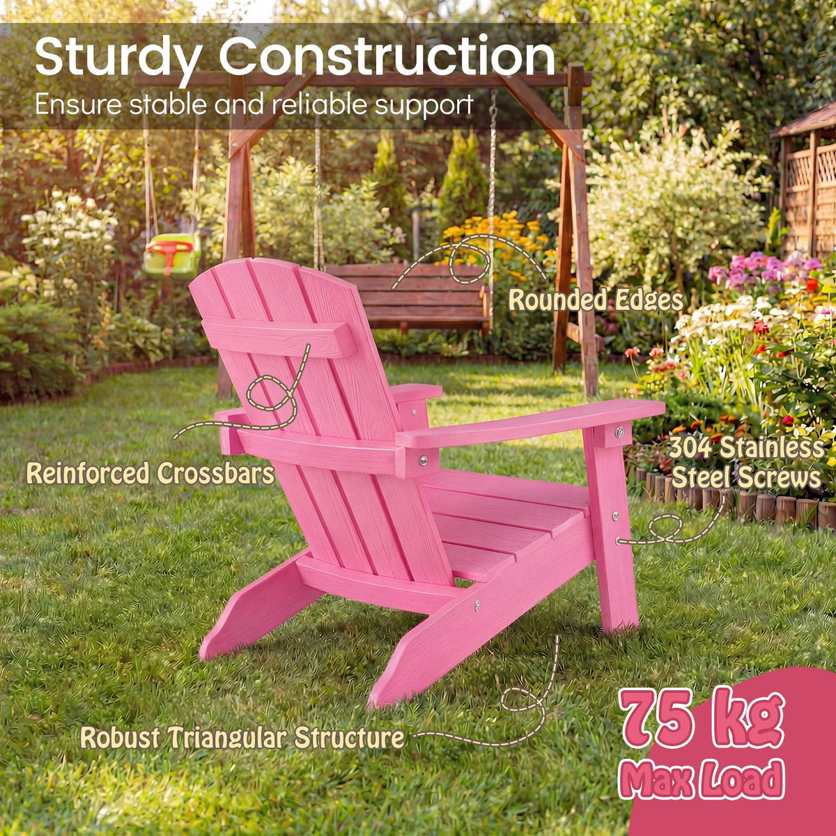 Kids Adirondack Chair for Ages 3-8 Children Boys Girls