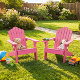 Kids Adirondack Chair with Tilted Backrest and Wide Armrests for Ages 3-7