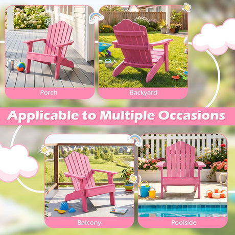 Kids Adirondack Chair with Tilted Backrest and Wide Armrests for Ages 3-7