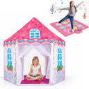 Kids Dance Mat and Princess Playhouse Set with 3 Game Modes and LED Lights for Girls Ages 3+