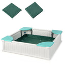 Kids Outdoor Sandbox Large HDPE Sandpit Play Toy Gift w/Cover & 4 Corner Seats