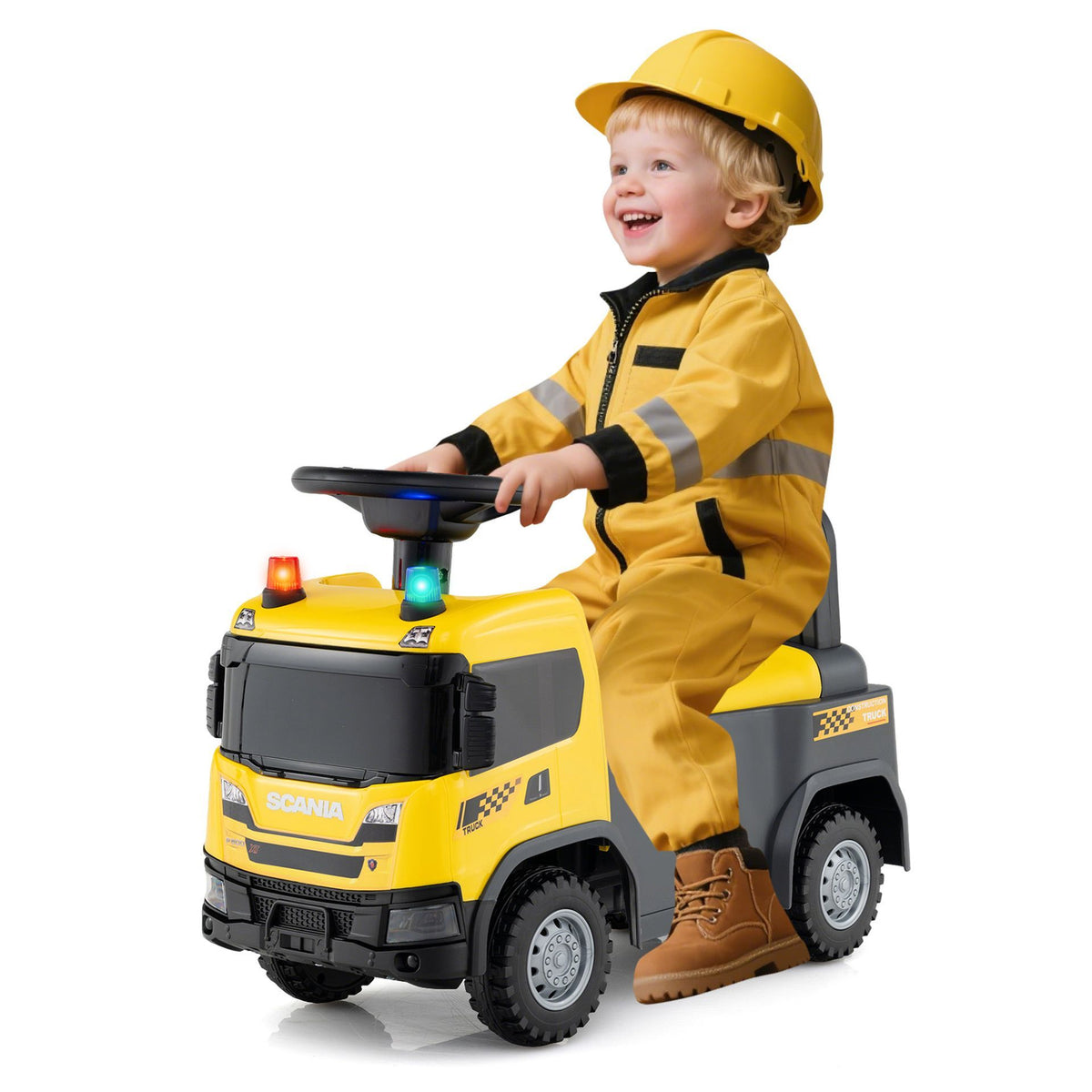 Kids Ride On Push Car with Steering Wheel Lights Sirens Horn and Music for 18 Months+