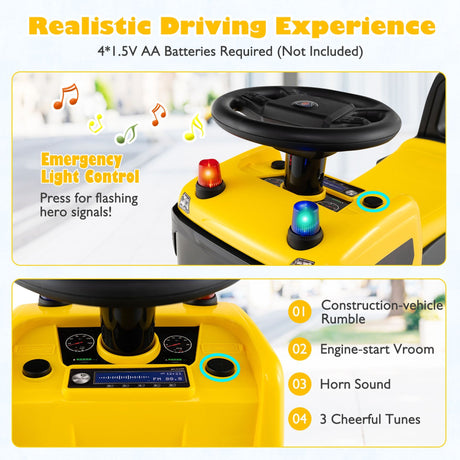 Kids Ride On Push Car with Steering Wheel Lights Sirens Horn and Music for 18 Months+