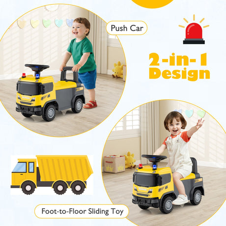 Kids Ride On Push Car with Steering Wheel Lights Sirens Horn and Music for 18 Months+
