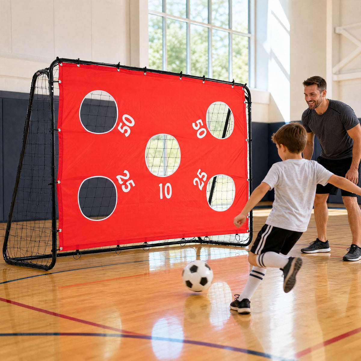 Kids Soccer Goal with Red Removable Target Cloth with Metal Frame