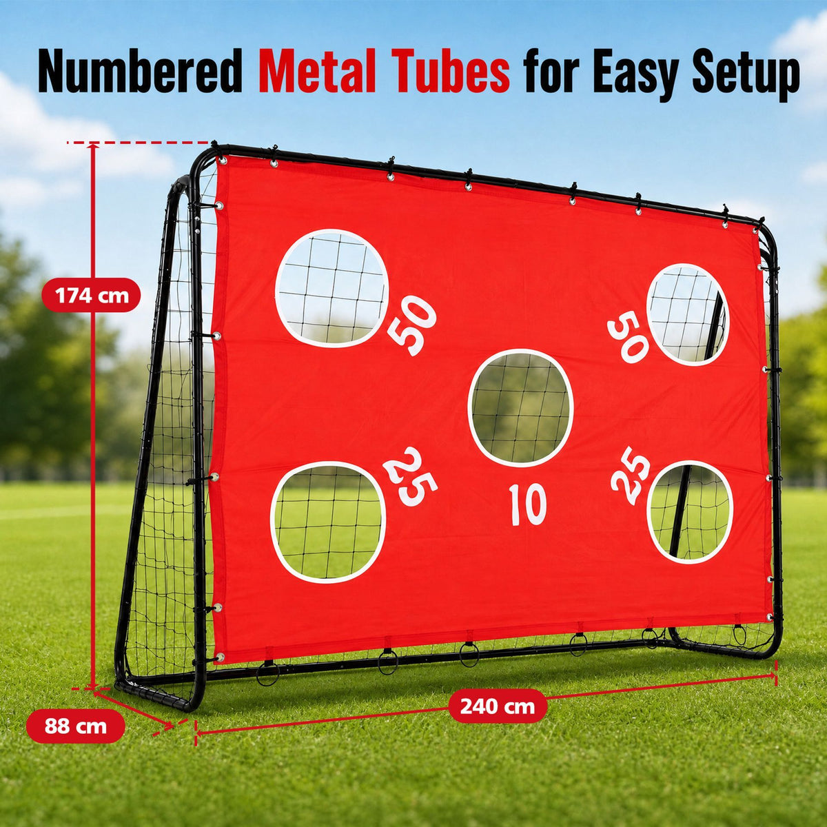 Kids Soccer Goal with Red Removable Target Cloth with Metal Frame