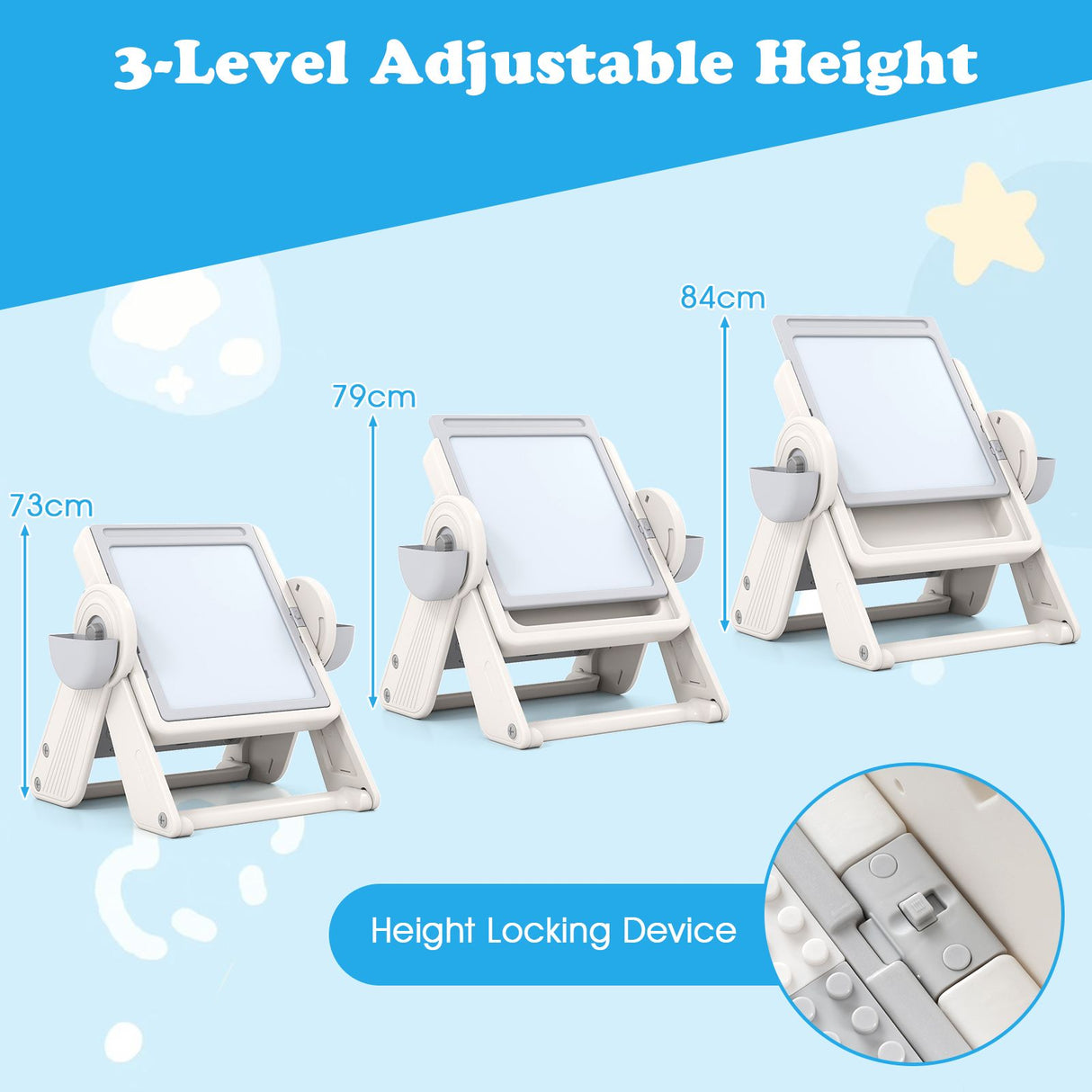 9-in-1 Kids Activity Table and Chair Set with 3 Heights and Book Rack