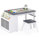Kids Art Table with Stool Wooden Activity Table with Paper Roll and Storage