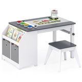 Kids Art Table with Stool Wooden Activity Table with Paper Roll and Storage