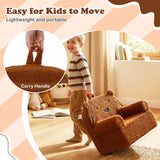 Kids Bear Sofa with Soft Fleece Fabric Cover for Playroom