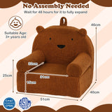 Kids Bear Sofa with Soft Fleece Fabric Cover for Playroom