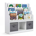 Kids Bookshelf and Toy Storage 4-Tier Toddler Bookcase with 2 Foldable Fabric Drawers