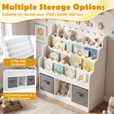 Kids Bookshelf and Toy Storage 4-Tier Toddler Bookcase with 2 Foldable Fabric Drawers