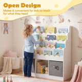 Kids Bookshelf and Toy Storage 4-Tier Toddler Bookcase with 2 Foldable Fabric Drawers