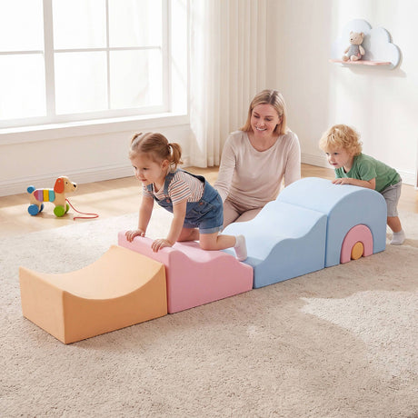 Kids Crawl and Climb foam Play Set 6-Piece with Suede Fabric Covers