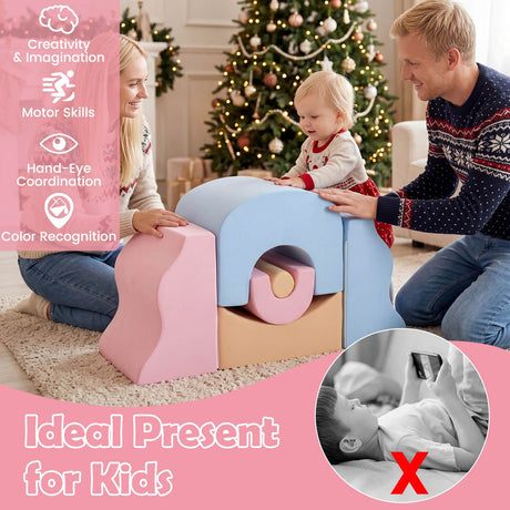 Kids Crawl and Climb foam Play Set 6-Piece with Suede Fabric Covers