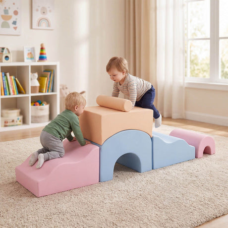 Kids Crawl and Climb foam Play Set 6-Piece with Suede Fabric Covers