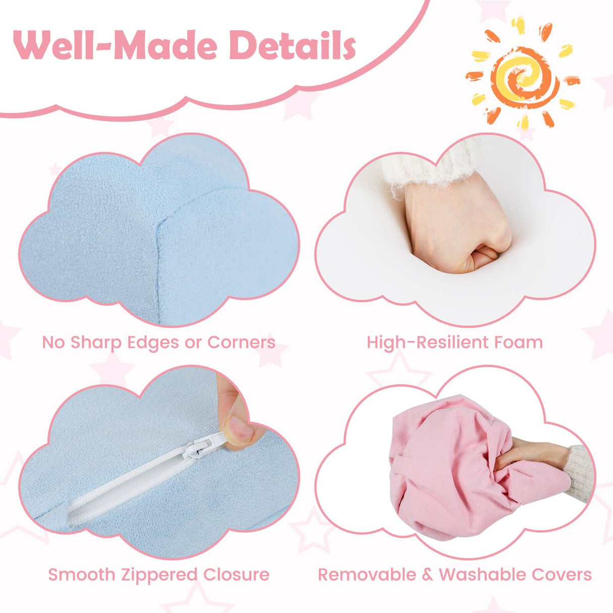 Kids Crawl and Climb foam Play Set 6-Piece with Suede Fabric Covers