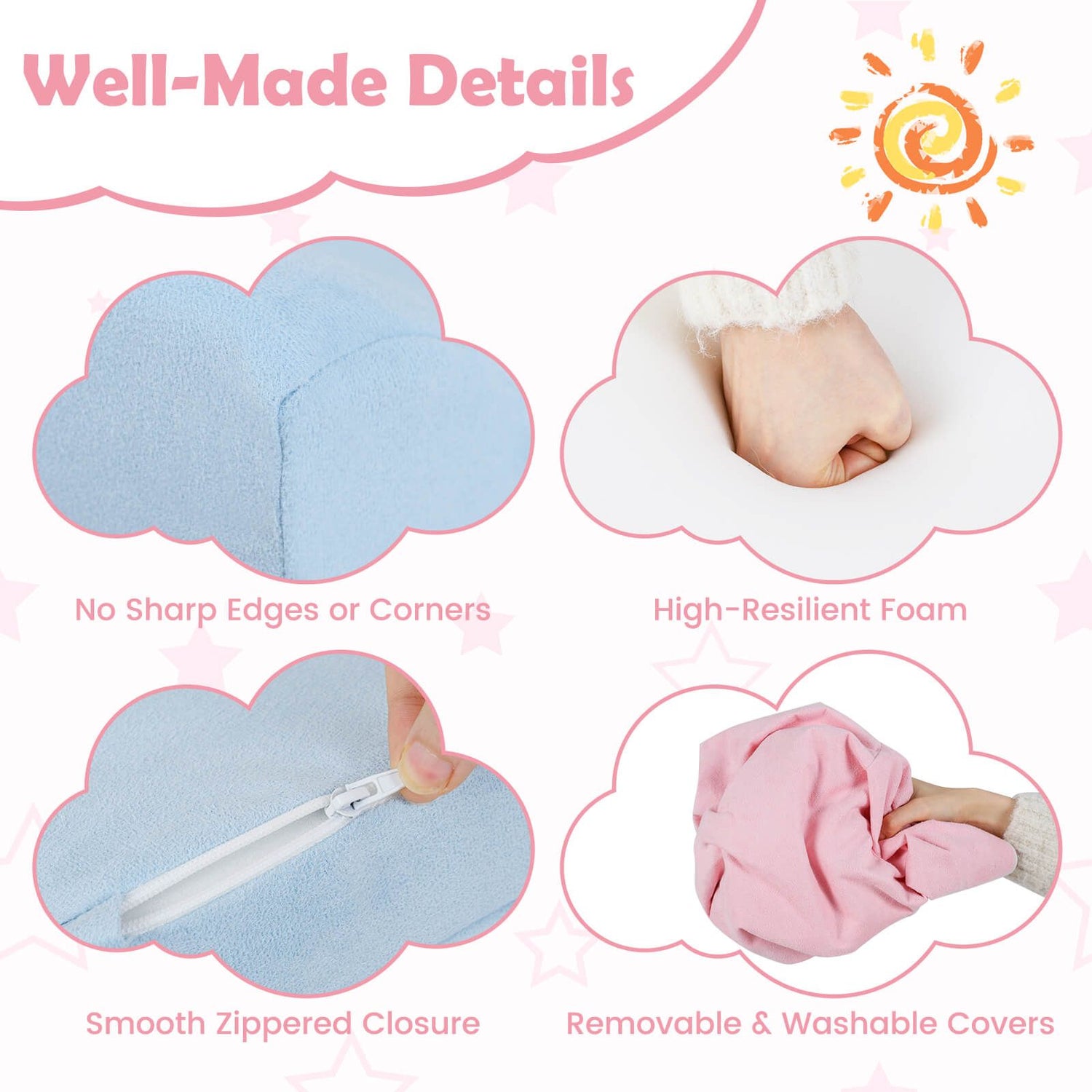 Kids Crawl and Climb foam Play Set 6-Piece with Suede Fabric Covers