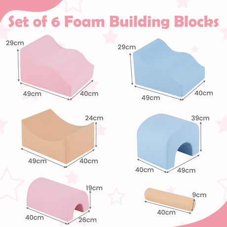 Kids Crawl and Climb foam Play Set 6-Piece with Suede Fabric Covers