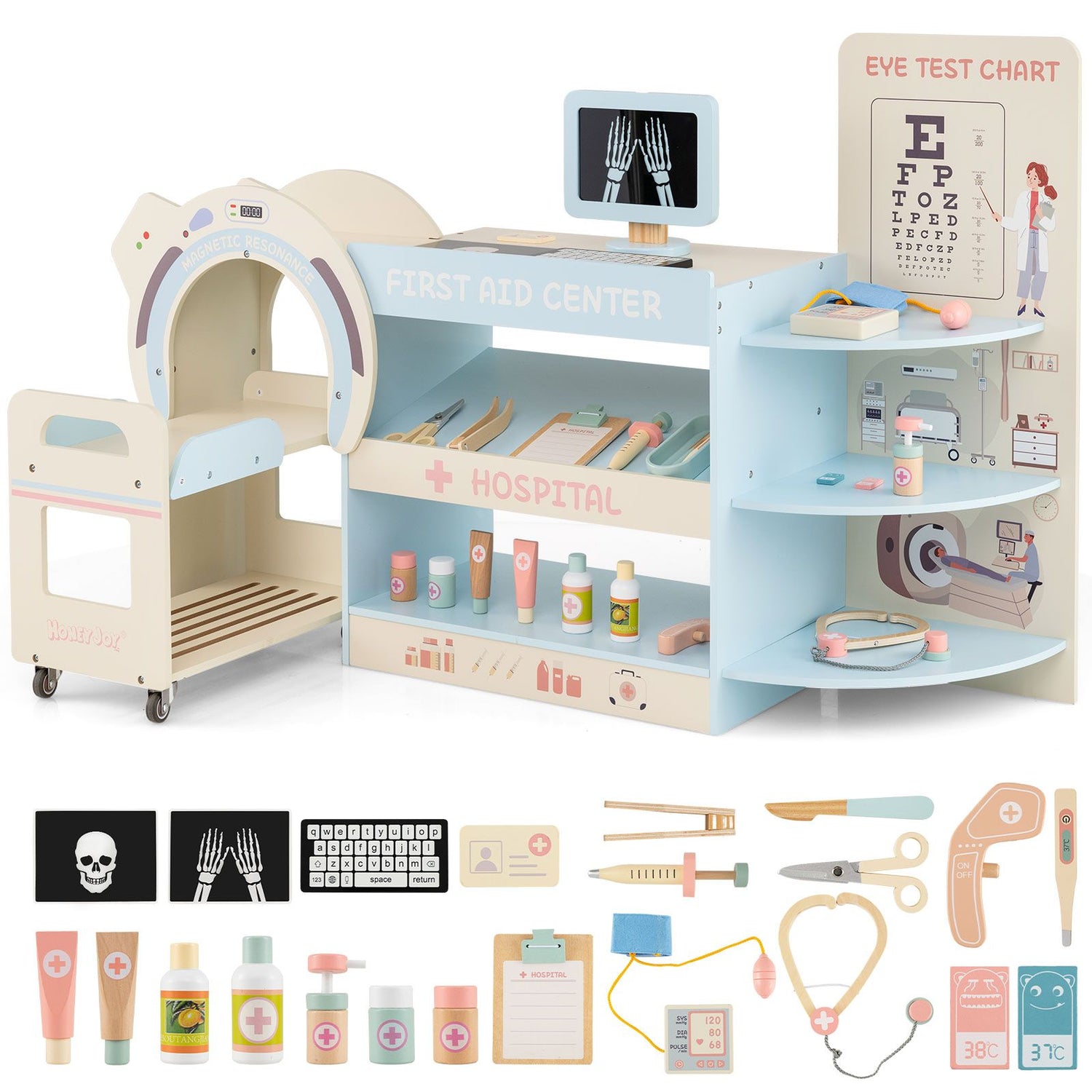 Kids Doctor Play Set with Eye Chart and Toy CT Machine for Kids