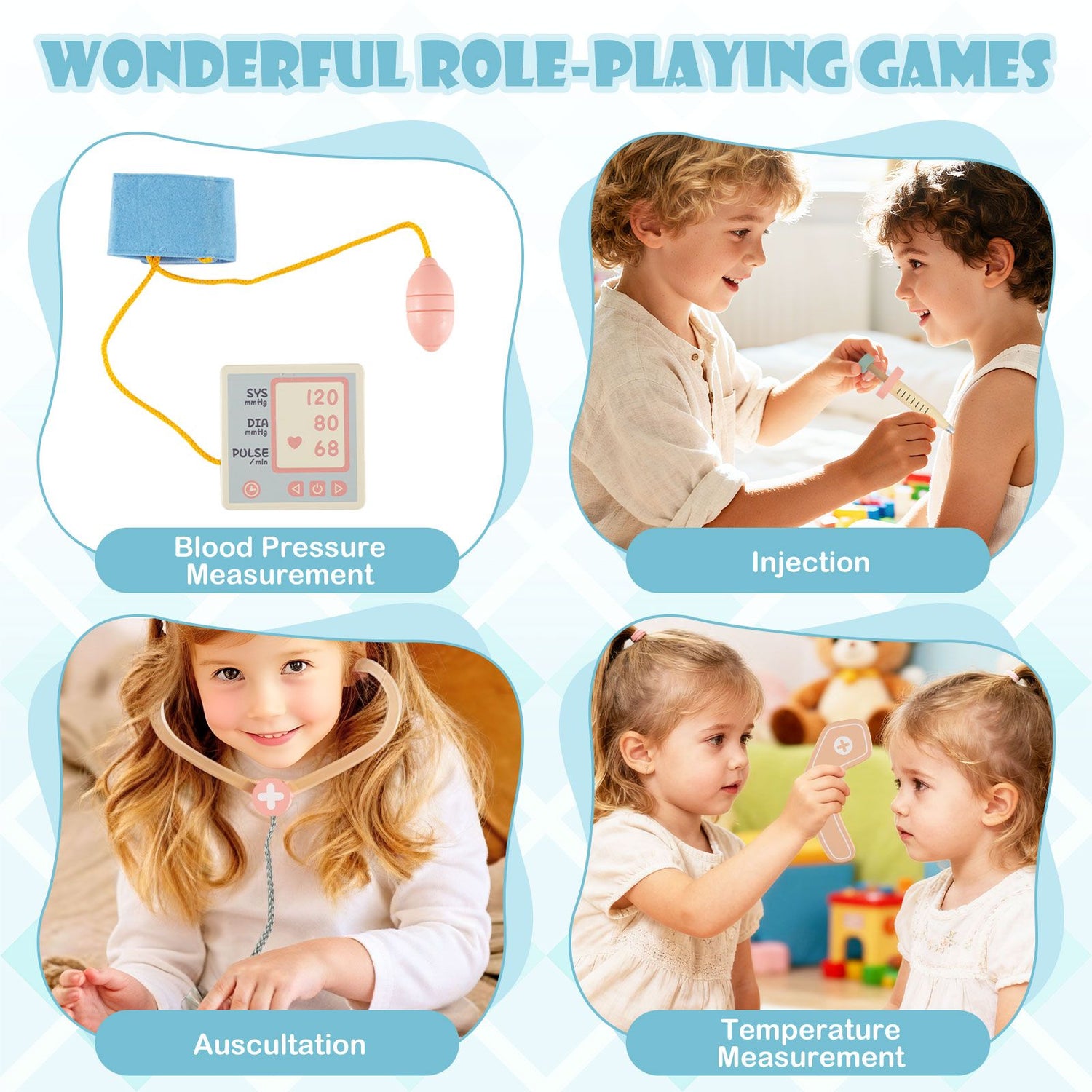 Kids Doctor Play Set with Eye Chart and Toy CT Machine for Kids