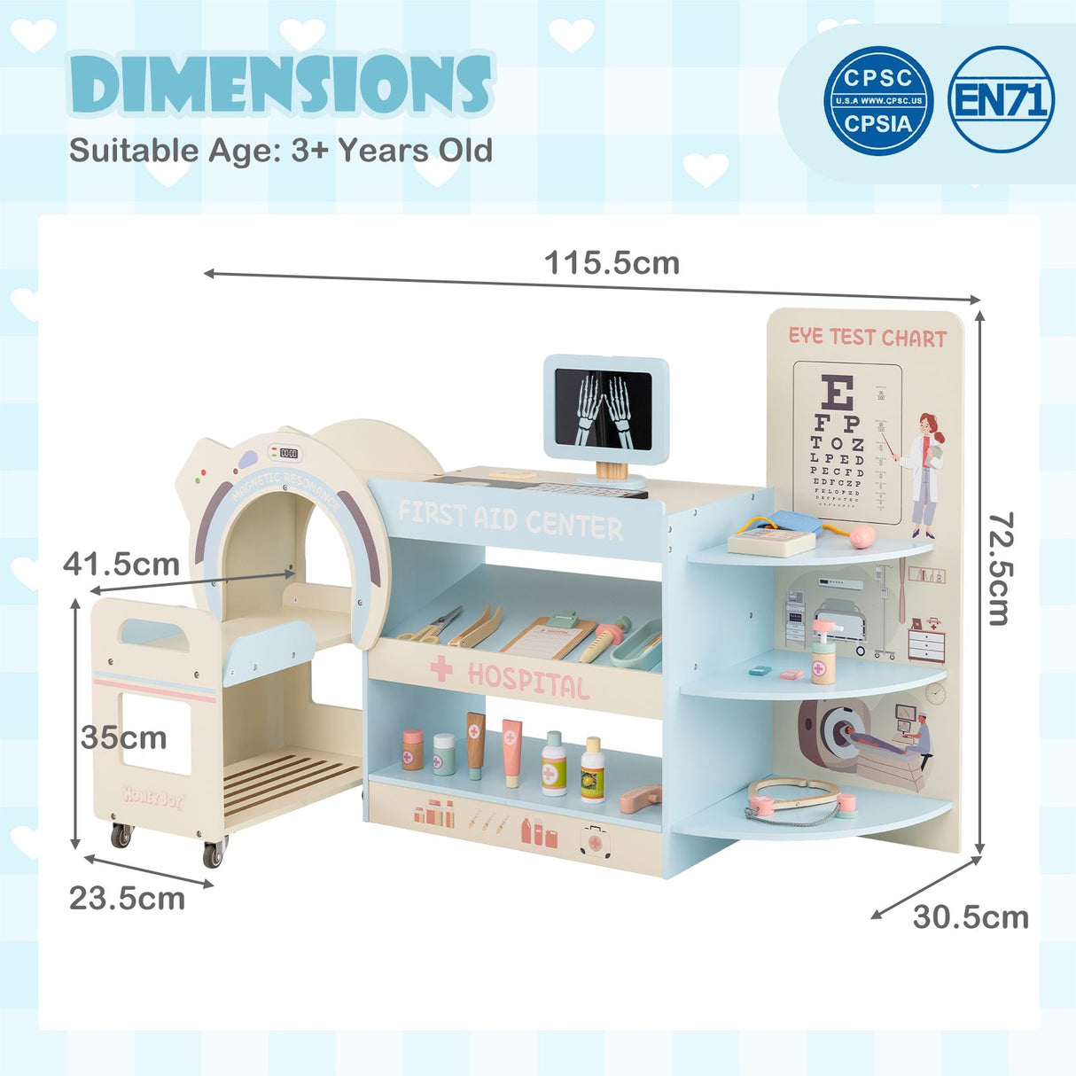 Kids Doctor Play Set with Eye Chart and Toy CT Machine for Kids