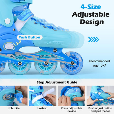 Kids Inline Skates with Illuminating Wheels and Safety Support for Toddlers