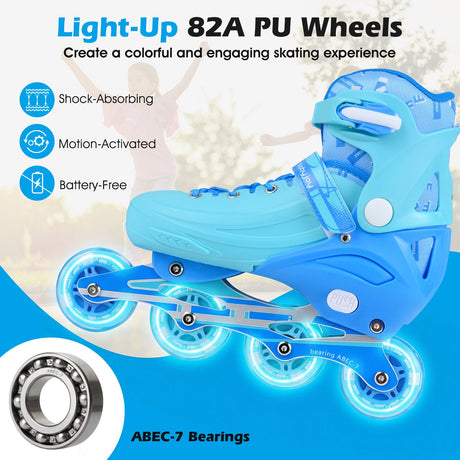 Kids Inline Skates with Illuminating Wheels and Safety Support for Toddlers