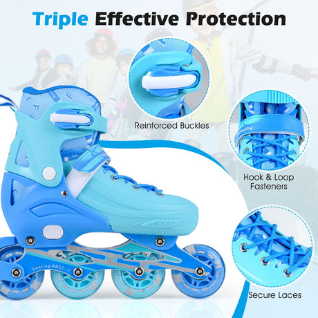 Kids Inline Skates with Illuminating Wheels and Safety Support for Toddlers