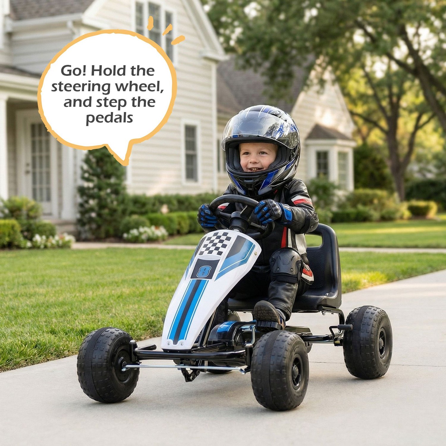 Kids Pedal Go Kart with Ergonomic Seat and Wear-Resistant Wheels for B – Babyjoy