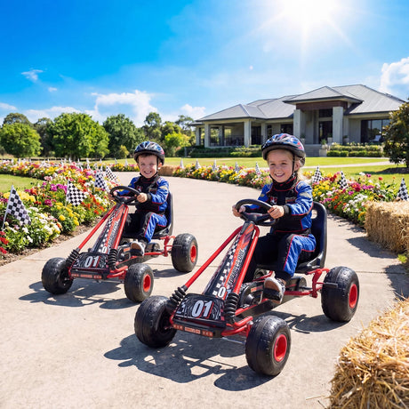 Kids Pedal Go Kart with Steering Wheel and Wear-Resistant Wheels for Boys and Girls