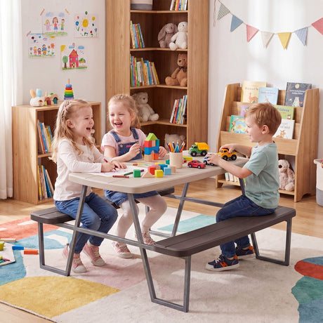 Kids Picnic Table with Benches and Umbrella Seats 4 for Lawn Garden Patio