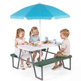 Kids Picnic Table with Benches and Umbrella Seats 4 for Lawn Garden Patio